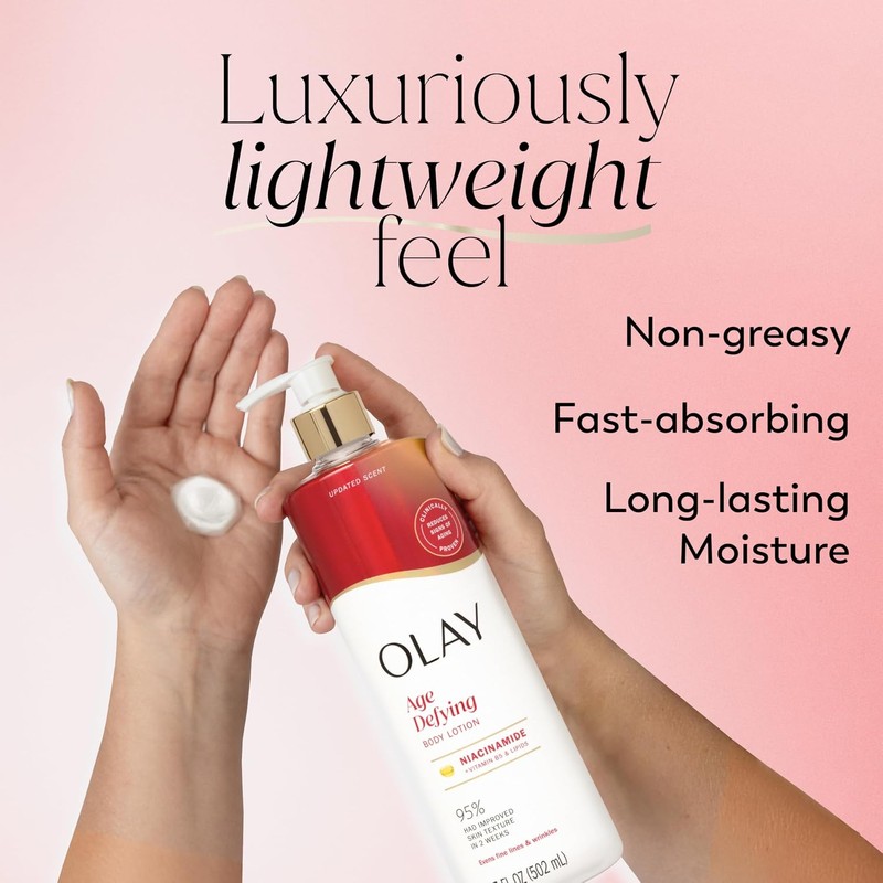 Olay Body Lotion for Women, Age Defying with Niacinamide Serum,