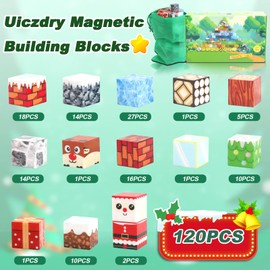 Pack of 120 Magnetic Building Blocks, Building Magnetic World Set, Magnetic Building Blocks, Building Blocks Set Christmas for Boys and Girls Aged 3 4 5 6 7 8, Creative Toys from 3 Years for Children