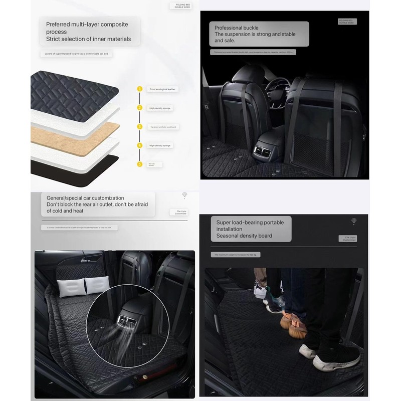 Non-Inflatable Car Mattress, Portable Car Back Seat Folding Bed, Car