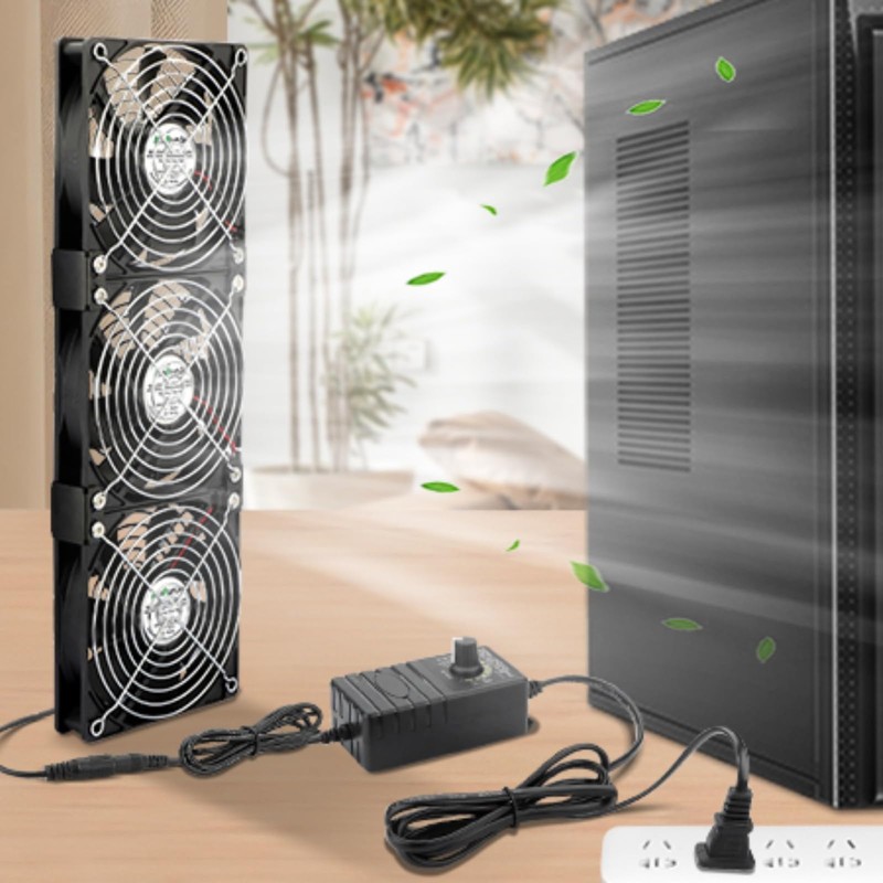 AmRunJe 3X 120mm Computer Fan with AC Plug 110V –
