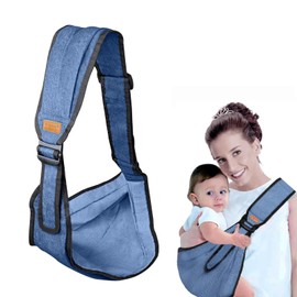 Baby Sling Baby Carrier Side Child Carrier Side Lightweight Baby Carrier Newborn from Birth Multifunctional Baby Carrier for Babies from 0 to 36 (Denim Blue)