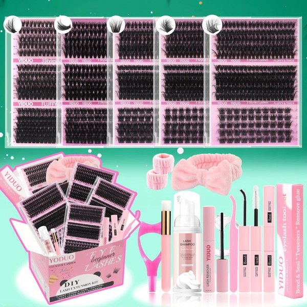Natural Eyelash Extensions Kit, 1 Set Mixed Length Eyelash Clusters,
