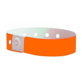 J&R Wristbands Vinyl Wristband 100-Piece Set (Neon Orange)