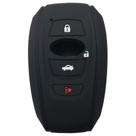 2Pcs Key Fob Cover Case Protector Fit for 2018 2017 Subaru Outback Legacy Forester Sti XV Crosstrek Impreza BRZ WRX Keyless Entry Remote Fob Skin Jacket Holder (1 Black with Red + 1 Black with White)
