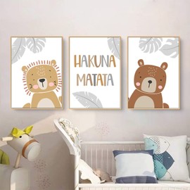 CULASIGN Set of 3 Posters for Children's Room, Forest Animals Pictures, Baby Room Decoration, Boy Girl, Animals Children's Poster Set, Wall Pictures, DIN A4, Children's Pictures without Picture Frame