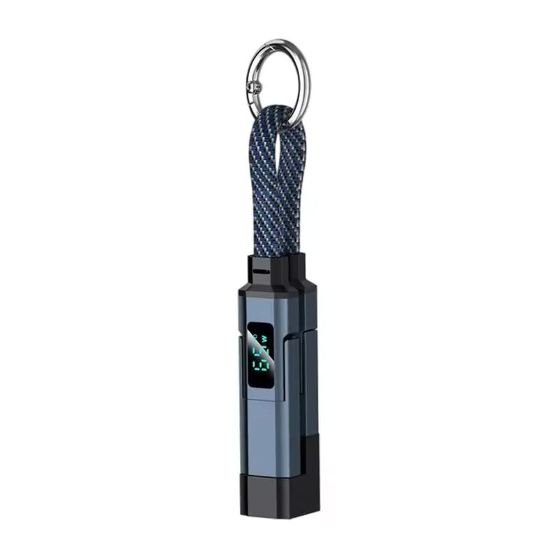 2-Pack 4-in-1 65W Keychain Charging Cables with Digital Power Display