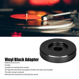 45 RPM Record Adapter, Large Hole Conversion Sheet Black Clamp Adapter, Record Turntable Adapter for Most Big Hole Records (Black)