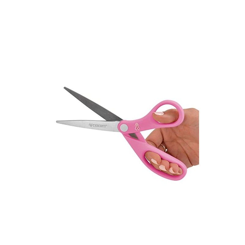 Westcott 15387 - Tijeras de acero inoxidable con cinta rosa