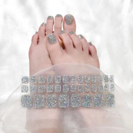 Pack of 34 Toenails Nail Foils, Deep Pink Purple Gradient Gel Nail Strips Gel Nail Foils for UV Lamp