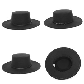 EOZY Women Men Classic Felt Fedora Hat Wide Brim Flat Top Jazz Panama Hat Casual Party Church Hat