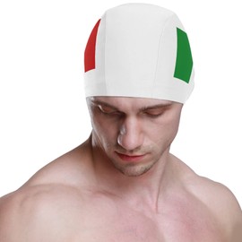 Dallonan Swimming Cap Flag Italy White Unisex Adult Swim Cap Polyester