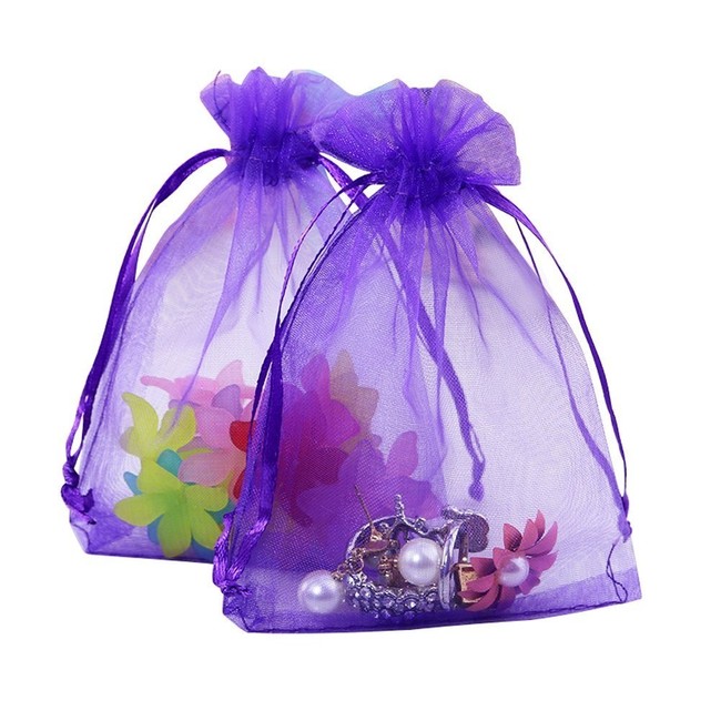 Outdoorfly 100PCS Organza Bags 4x6" Purple Drawstring Sheer Jewelry Pouches Favor Bags Baby Shower Party Wedding Gift Bags Candy Sample Bags (Purple)