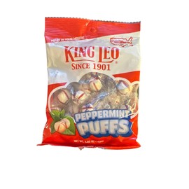 King Leo Peppermint Puffs Hard Candy 5.05 Oz Bag Individually Wrapped Gluten-Fre