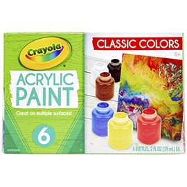 Crayola Acrylic Paint Art Tools 6 2-Ounce Bottles, Assorted Bright, Bold Colors (Pack of 3)