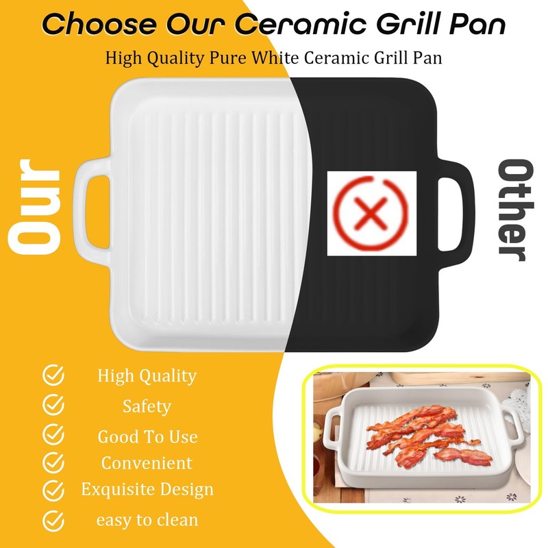 Upgraded White Ceramic Bacon Baking Tray, Microwave-Safe Bacon Cooking Tray,