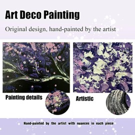 CIRABKY Purple Tree Hand Painted Wall Art for Living Room - Modern Canvas Wall Art for Bedroom - Black Large Framed Wall Art Size 29" x 59"