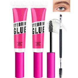 Clear Eyebrow Setting Gel Kit- 2 Pcs Transparent Brow Fix Glue, Waterproof and Sweat-Proof Eyebrow Repair Liquid Brows Styling Gel, Long Lasting Eye Brow Makeup, with 2 Brow Tool-Set 09