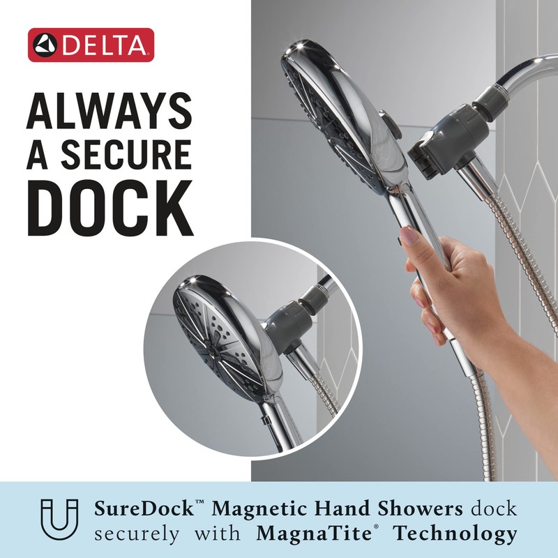 Delta Faucet 6-Spray SureDock Magnetic Shower Head with Handheld Spray,