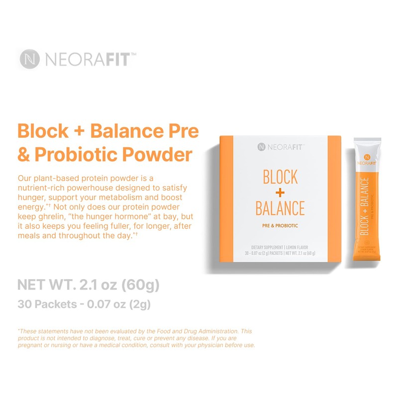 NeoraFit - Block+Balance Pre and Probiotic Powder - Daily Use,