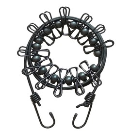 Clothesline Clothesline Clothesline Travel Clothesline with 12 Clips, Windproof, Elastic, Stretchable, Portable, Convenient for Travel, Business Trips, Camping, Indoor, Outdoor, Rainy Season, Room Drying, 5.9 ft (1.8 m) (Black)