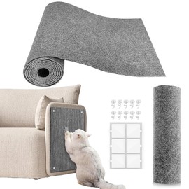 YONGJOY Cat Scratch Couch Furniture Protector, Adhesive Cat Scratch Pad Deterrent for Furniture, DIY Climbing Scratcher for Indoor Cats (Light Grey, 39.3x15.8 in)
