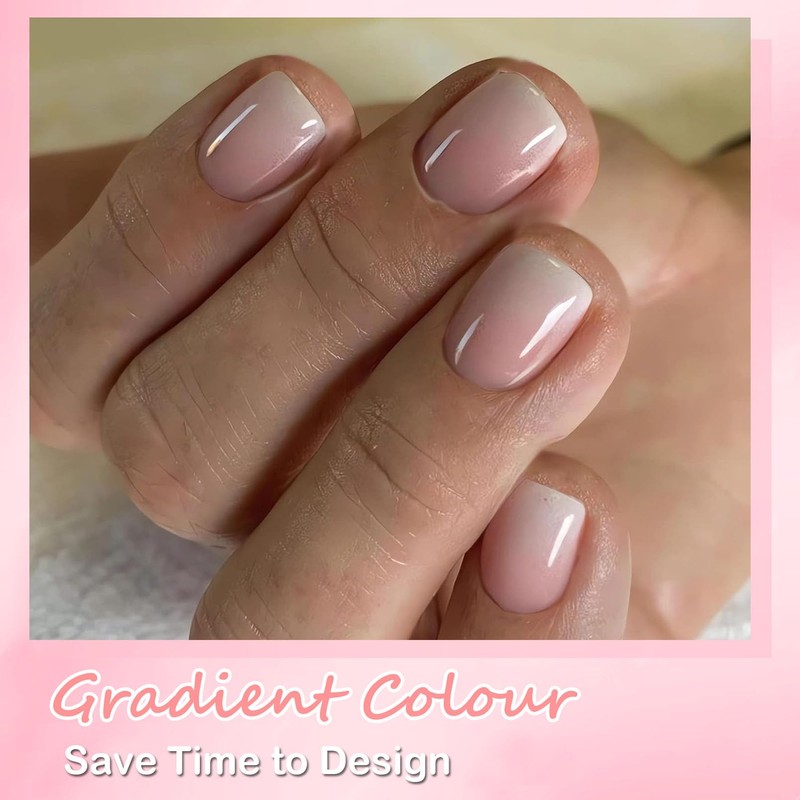 DMQ Ombre False Nails Kit with Glue, 240Pcs Natural Gradient