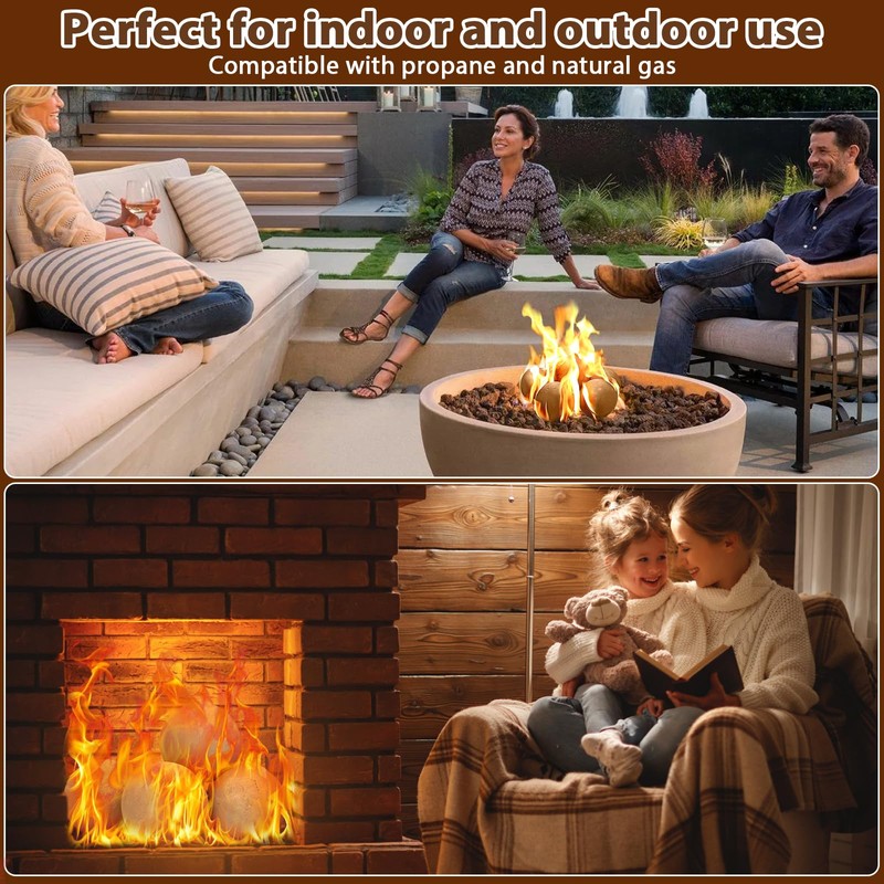 Ceramic Fire Balls for Fire Pit & Outdoor Fireplace (Beige,