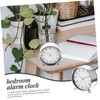 OHPHCALL Silent Round Alarm Clock Metal Digital Clock for Bedroom