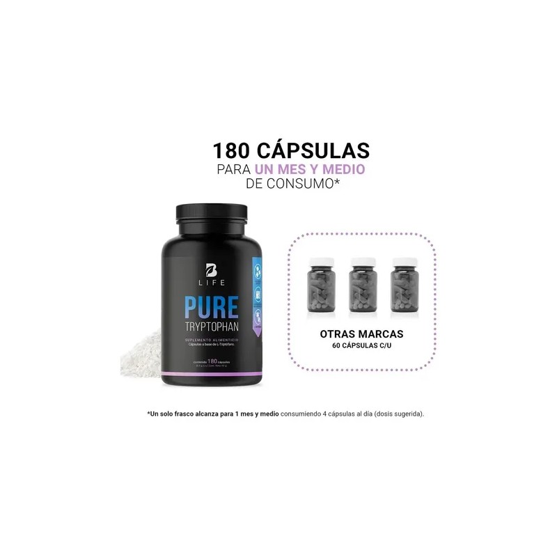 Triptofano De 180 Cápsulas De 500mg, L-tryptophan B Life