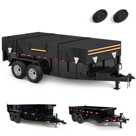 SKYJDM 7 x 14 Waterproof 600D Dump & Utility Trailer Cover, Heavy Duty Windproof Dump Trailer Covers All-Weather Protection with Windproof Ropes Fits 7 x 14 FT