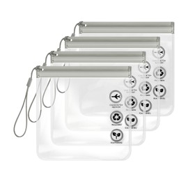 Iridsmole Airport Security Liquids Bags 4pc, Airport Liquid Bags 20 x 20 cm, Liquids Bag for Airport, Clear Bag for Travel, Clear Plastic Bags for Airport Security Travel Essentials