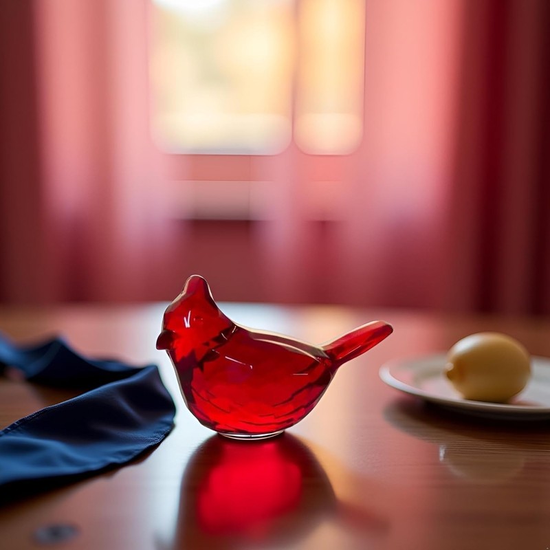 WaigN Red Acrylic Cardinal Figurine Home Decor Glass Bird Statue
