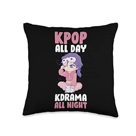 Kpop All Day Kdrama All Night Throw Pillow