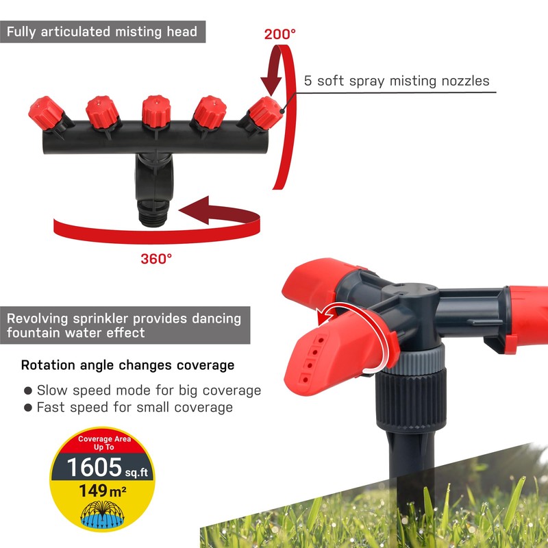 Misting and Lawn Sprinklers with Telescoping Tripod