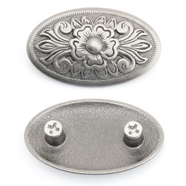 CRAFTMEMORE 2-Screw Oval Concho with Deep Floral Engraving – Western Metal Accent for Leather Belts, Bags & Cowboy Hats S224 (Antique Silver)
