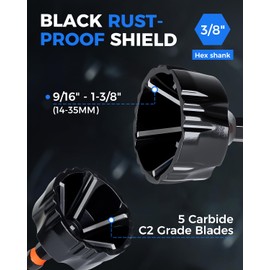 COMOWARE Threaded Rod Deburring Tool, External Chamfer Tool for Metal, Tungsten Carbide Chamfer Bit, Deburring Drill Bit, Remove Burr Tools Quick Release Shank Fits for 1/8"- 1-3/8"(3mm-35mm)