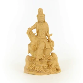 Kurita Buddha Statue Brand (Bodhisattva), Mini Holy Kannon Freedom Statue (Total Height 3.5 inches (9 cm), Width 2.0 inches (5 cm), Depth 1.4 inches (3.5 cm), Premium Carving Made of Water Boxwood, 8236