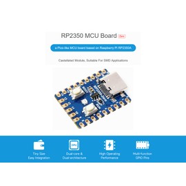 RP2350 MCU Board Zero Pico 2 RP2350 Mini Development Board Based on Raspberry Pi RP2350A Microcontroller Chip, Dual Core & Dual Architecture Design, 4MB Flash Memory, Type-C Connector