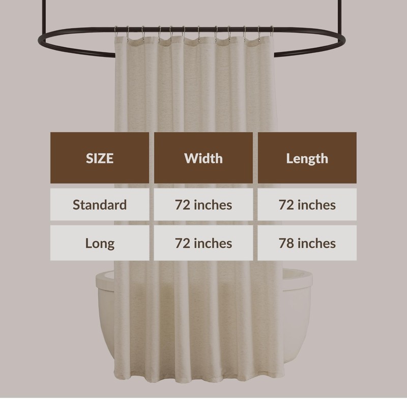 VOILYBIRD Natural Linen Shower Curtain, Farmhouse Bath Decor Slub Texture