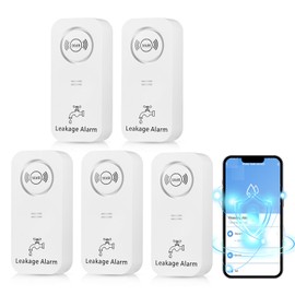 5Pack WiFi Water Leak Detector for Home, 90 dB Water Sensor Alarm and App Alerts for Pipes, Bedroom, Kitchen, Bathroom, Basement( 2.4 G WiFi ) (5Pack)