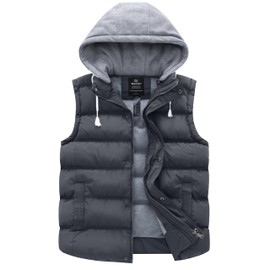 wantdo Women's Winter Padded Puffer Vest Warm Thick Outerwear Jacket Gray Large