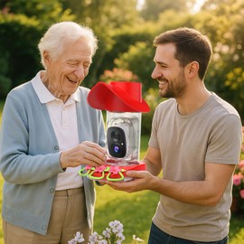 birdsnap® Hummingbird Feeder with Camera Solar Powered, 2K Live Stream AI Bird Identification with 32GB Card Ant Moat Weatherproof WiFi Smart Bird Feeder Camera for Outdoor Birds Watching Gifts