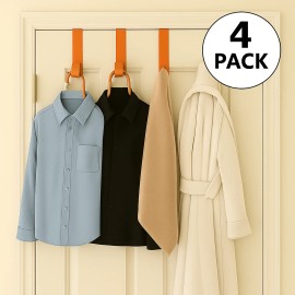 Dependable Industries 4 Pack Plastic Over The Door Hangers Bath Bedroom Closet Orange