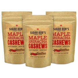 Sugar Bob’s Finest Kind, Maple Sriracha Cashews, Slow Roasted Sweet and Salty Nuts, Handmade in Vermont, 2.5 oz (Pack of 3)