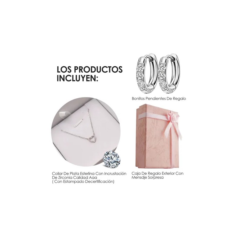 Collar Dije Corazón Plata Pareja Novia Aniversario Mujer