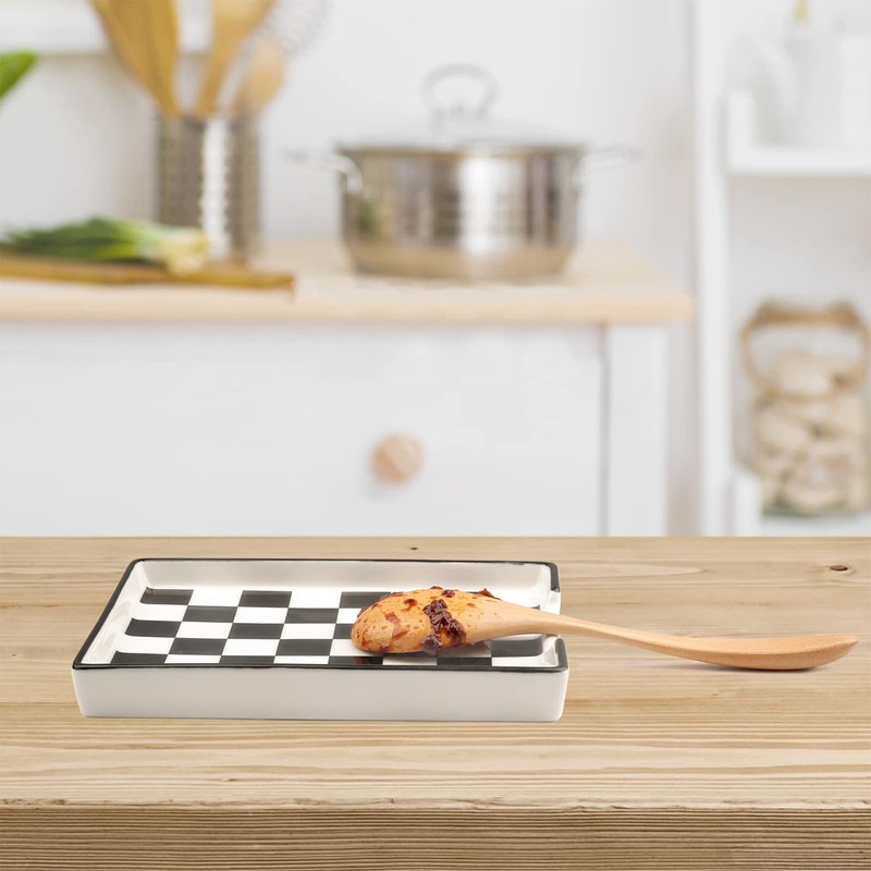 Spoon Rest,Ceramic Spoon Rest for Kitchen Counter Dishwasher Safe Marble