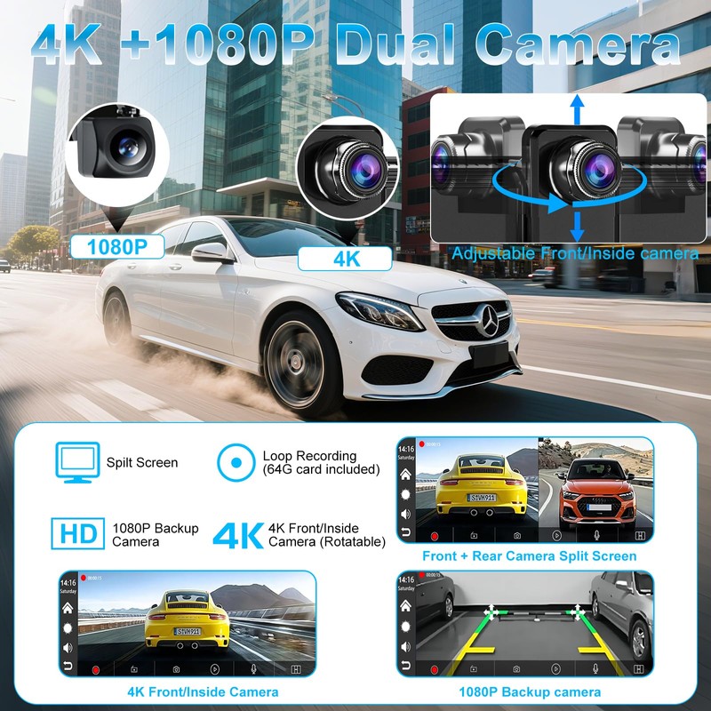 10.26'' Wireless CarPlay Screen for car with Rotatable 4K Dash