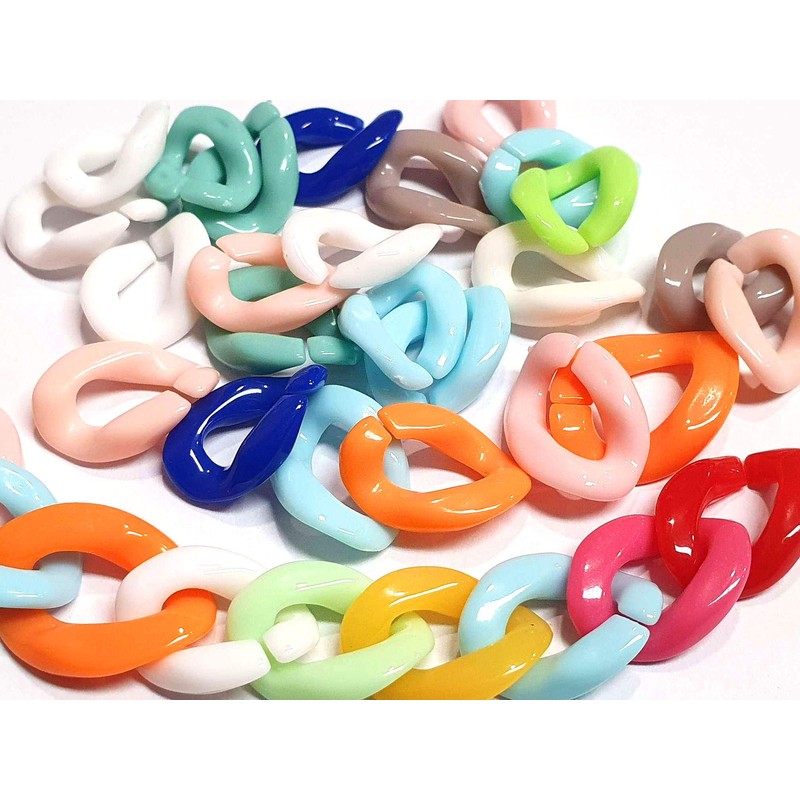 Perlin 3 Metres, Plastic Link Chain, Oval, Curb Chain, 19