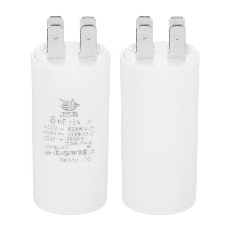 PATIKIL CBB60 8uF Run Capacitor,2 Pcs AC450V 4 Pin Double