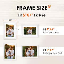 FIXSMITH 5x7 Picture Frame Bulk-4 Pack, Photo Frame with HD Plexiglass, Display Pictures 4x6 with Mat or 5x7 Without Mat, White Picture Frames Collage Wall Decor, Wall & Tabletop Picture Frames